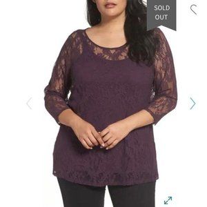 Sejour Lace Illusion Top Size 0X 12W